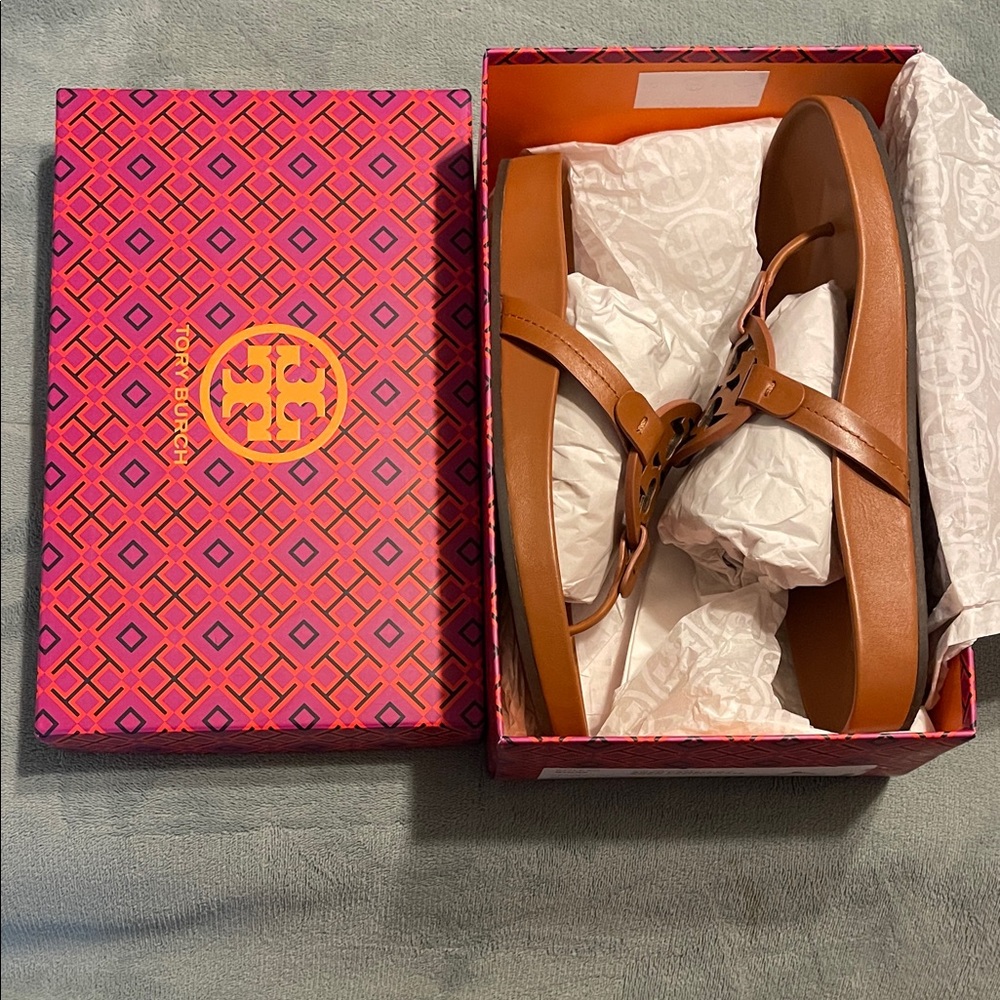 Tory Burch Tan Leather Slides - Picture 3 of 7